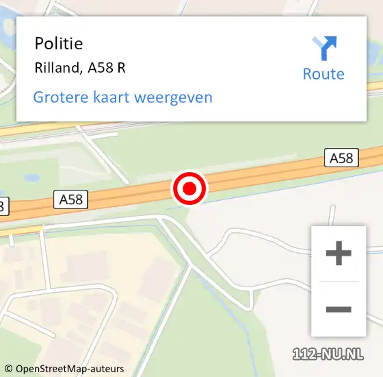 Locatie op kaart van de 112 melding: Politie Rilland, A58 R op 1 april 2018 14:32