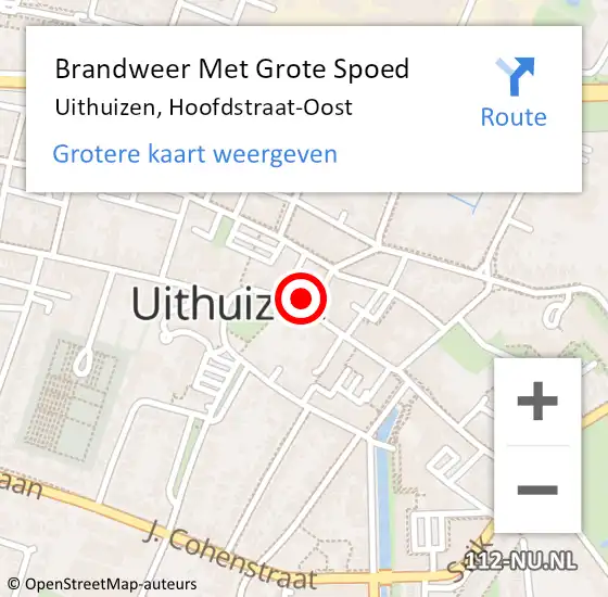 Locatie op kaart van de 112 melding: Brandweer Met Grote Spoed Naar Uithuizen, Hoofdstraat-Oost op 1 april 2018 15:56