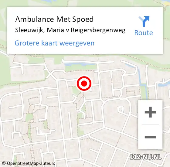 Locatie op kaart van de 112 melding: Ambulance Met Spoed Naar Sleeuwijk, Maria v Reigersbergenweg op 1 april 2018 22:04