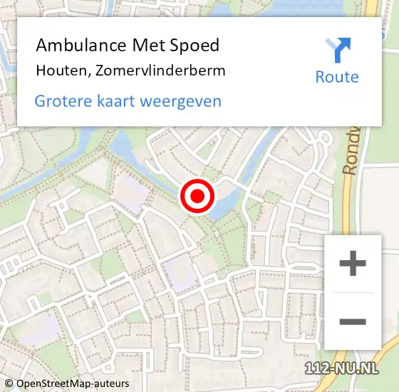Locatie op kaart van de 112 melding: Ambulance Met Spoed Naar Houten, Zomervlinderberm op 2 april 2018 04:56