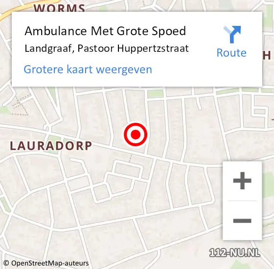Locatie op kaart van de 112 melding: Ambulance Met Grote Spoed Naar Landgraaf, Pastoor Huppertzstraat op 20 februari 2014 22:01