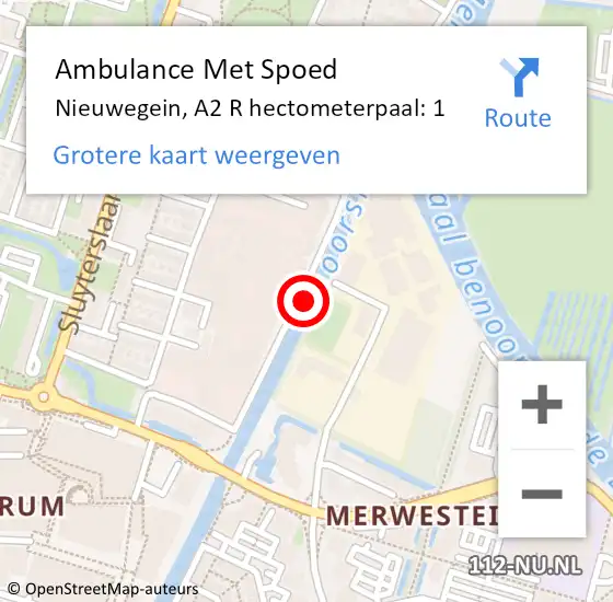 Locatie op kaart van de 112 melding: Ambulance Met Spoed Naar Nieuwegein, A2 R hectometerpaal: 1 op 2 april 2018 15:43