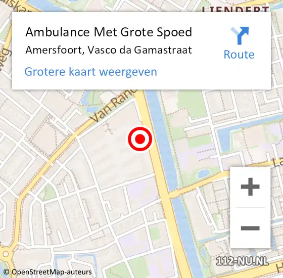 Locatie op kaart van de 112 melding: Ambulance Met Grote Spoed Naar Amersfoort, Vasco da Gamastraat op 2 april 2018 15:56
