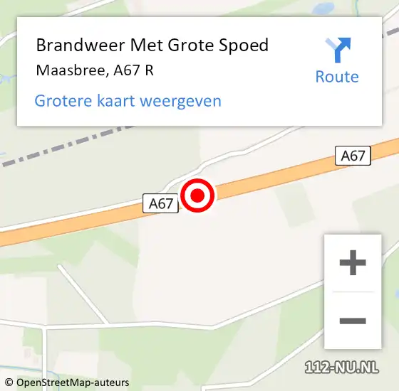 Locatie op kaart van de 112 melding: Brandweer Met Grote Spoed Naar Maasbree, A67 R op 2 april 2018 17:48