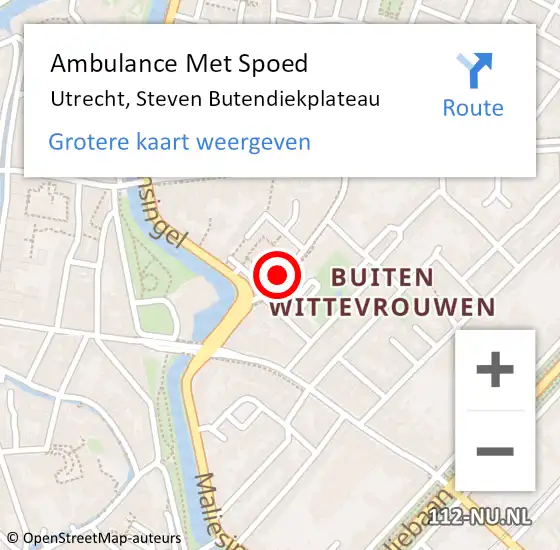 Locatie op kaart van de 112 melding: Ambulance Met Spoed Naar Utrecht, Steven Butendiekplateau op 2 april 2018 20:55