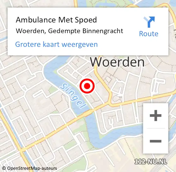 Locatie op kaart van de 112 melding: Ambulance Met Spoed Naar Woerden, Gedempte Binnengracht op 3 april 2018 08:17