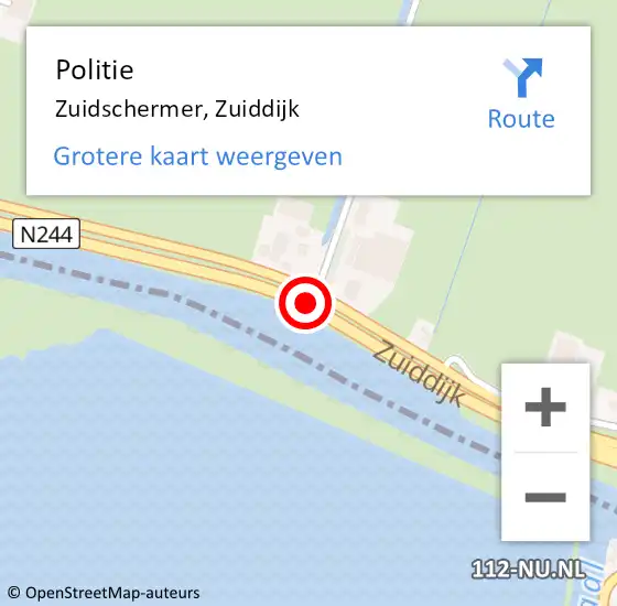 Locatie op kaart van de 112 melding: Politie Zuidschermer, Zuiddijk op 3 april 2018 09:03