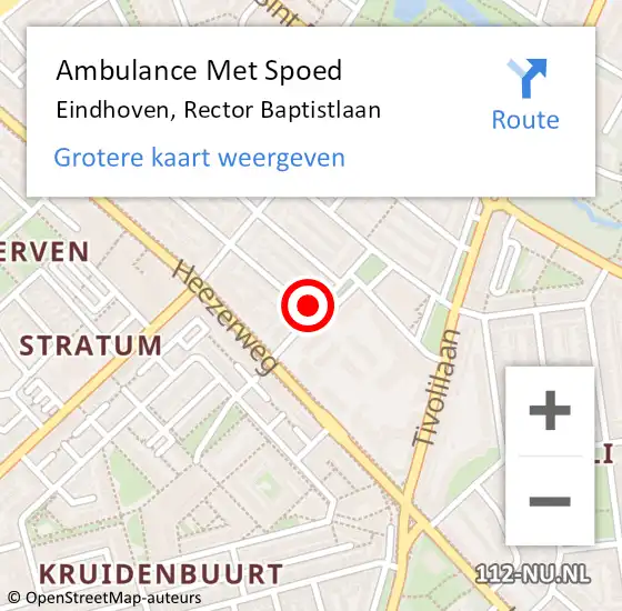 Locatie op kaart van de 112 melding: Ambulance Met Spoed Naar Eindhoven, Rector Baptistlaan op 3 april 2018 09:58