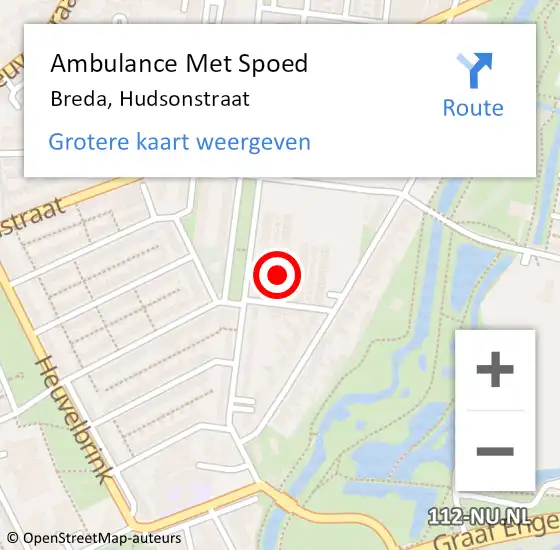Locatie op kaart van de 112 melding: Ambulance Met Spoed Naar Breda, Hudsonstraat op 3 april 2018 13:21