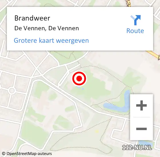 Locatie op kaart van de 112 melding: Brandweer De Vennen, De Vennen op 3 april 2018 17:23
