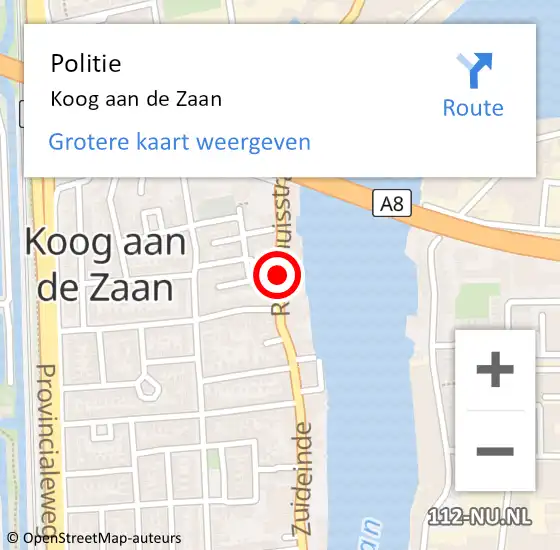 Locatie op kaart van de 112 melding: Politie Koog aan de Zaan op 3 april 2018 17:35