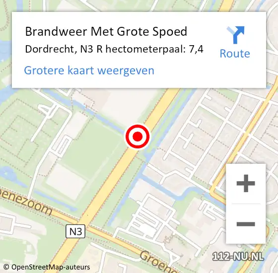 Locatie op kaart van de 112 melding: Brandweer Met Grote Spoed Naar Dordrecht, N3 R hectometerpaal: 7,4 op 3 april 2018 19:09