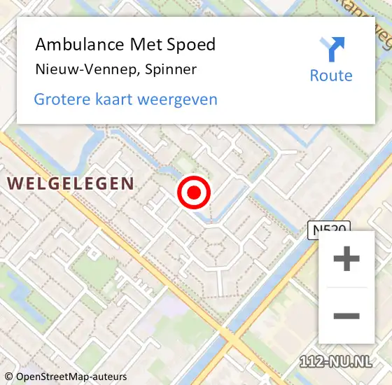 Locatie op kaart van de 112 melding: Ambulance Met Spoed Naar Nieuw-Vennep, Spinner op 3 april 2018 19:09