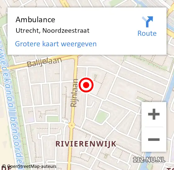 Locatie op kaart van de 112 melding: Ambulance Utrecht, Noordzeestraat op 3 april 2018 19:30