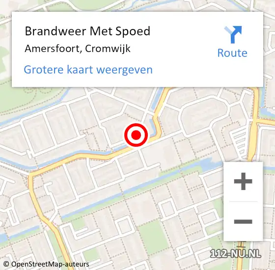 Locatie op kaart van de 112 melding: Brandweer Met Spoed Naar Amersfoort, Cromwijk op 4 april 2018 01:54