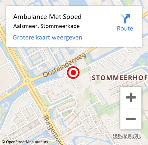 Locatie op kaart van de 112 melding: Ambulance Met Spoed Naar Aalsmeer, Stommeerkade op 4 april 2018 09:40