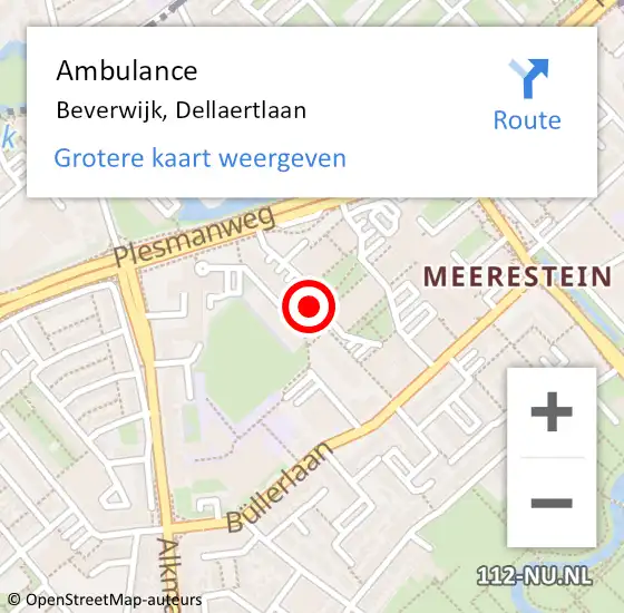 Locatie op kaart van de 112 melding: Ambulance Beverwijk, Dellaertlaan op 4 april 2018 09:43