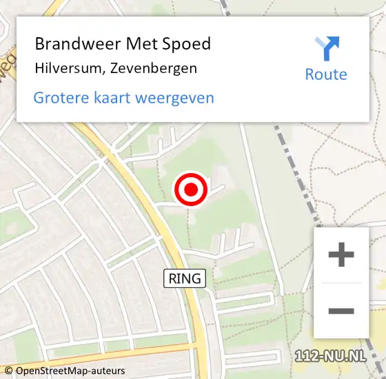 Locatie op kaart van de 112 melding: Brandweer Met Spoed Naar Hilversum, Zevenbergen op 4 april 2018 12:06