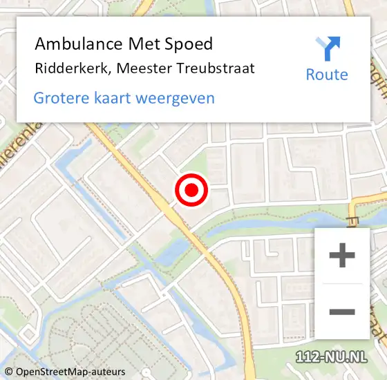 Locatie op kaart van de 112 melding: Ambulance Met Spoed Naar Ridderkerk, Meester Treubstraat op 4 april 2018 12:19