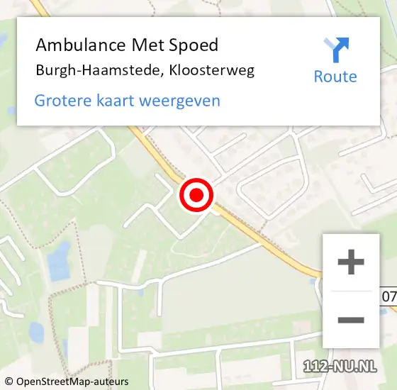 Locatie op kaart van de 112 melding: Ambulance Met Spoed Naar Burgh-Haamstede, Kloosterweg op 4 april 2018 15:18