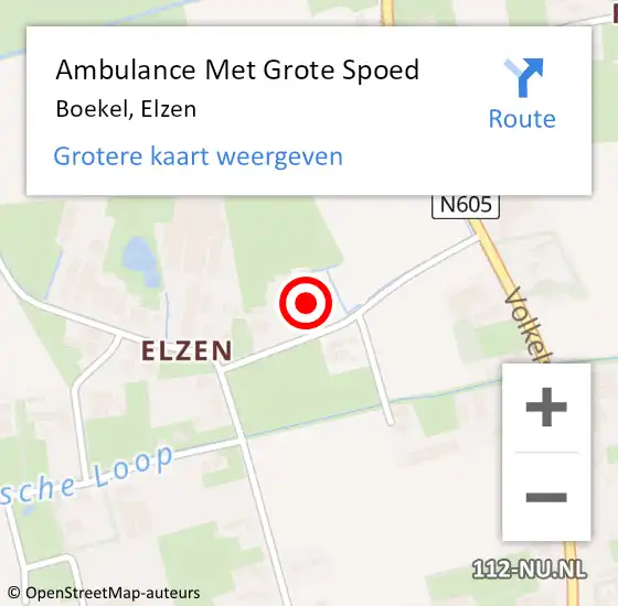 Locatie op kaart van de 112 melding: Ambulance Met Grote Spoed Naar Boekel, Elzen op 4 april 2018 23:20