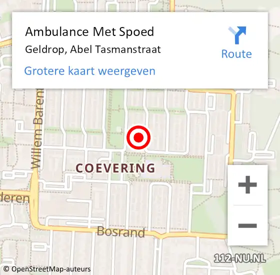 Locatie op kaart van de 112 melding: Ambulance Met Spoed Naar Geldrop, Abel Tasmanstraat op 5 april 2018 00:51