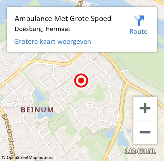 Locatie op kaart van de 112 melding: Ambulance Met Grote Spoed Naar Doesburg, Hermaat op 5 april 2018 02:11