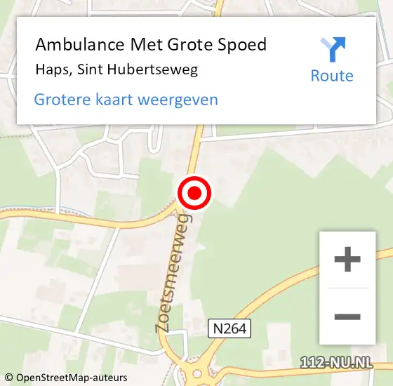 Locatie op kaart van de 112 melding: Ambulance Met Grote Spoed Naar Haps, Sint Hubertseweg op 5 april 2018 03:35