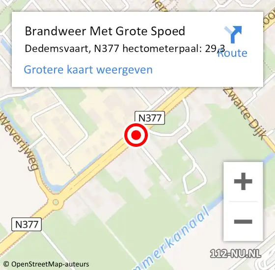 Locatie op kaart van de 112 melding: Brandweer Met Grote Spoed Naar Dedemsvaart, N377 hectometerpaal: 29,3 op 5 april 2018 05:34