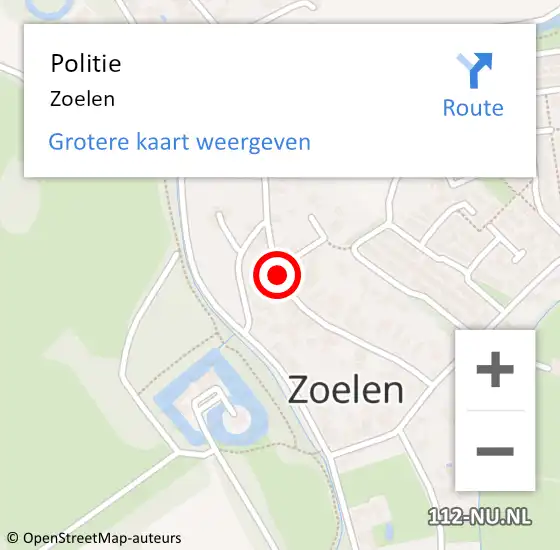 Locatie op kaart van de 112 melding: Politie Zoelen op 5 april 2018 08:07
