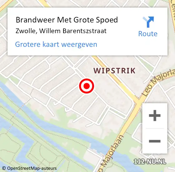 Locatie op kaart van de 112 melding: Brandweer Met Grote Spoed Naar Zwolle, Willem Barentszstraat op 5 april 2018 10:23