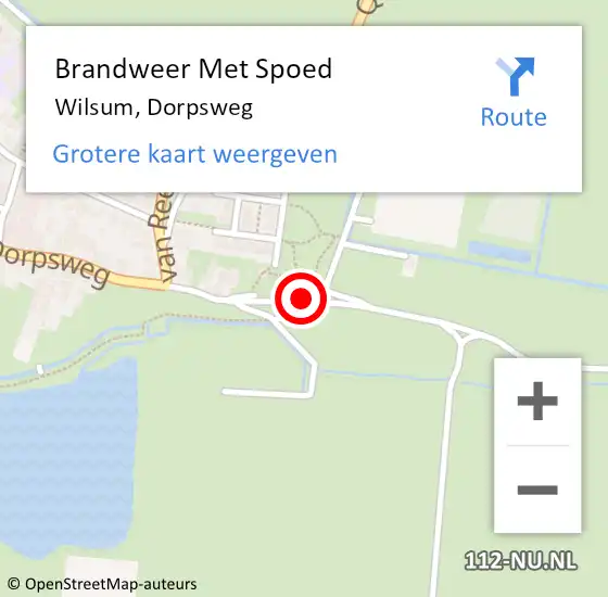 Locatie op kaart van de 112 melding: Brandweer Met Spoed Naar Wilsum, Dorpsweg op 5 april 2018 14:41