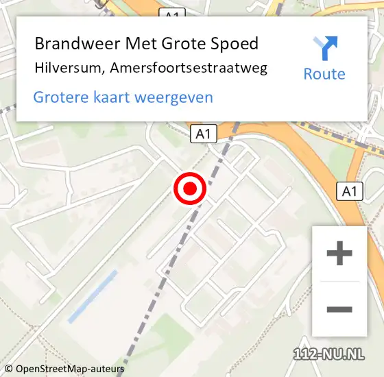 Locatie op kaart van de 112 melding: Brandweer Met Grote Spoed Naar Hilversum, Amersfoortsestraatweg op 5 april 2018 17:20
