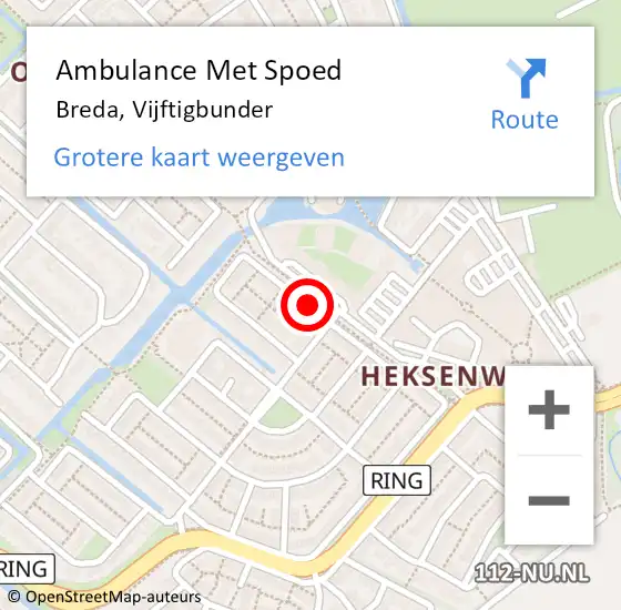 Locatie op kaart van de 112 melding: Ambulance Met Spoed Naar Breda, Vijftigbunder op 5 april 2018 17:25