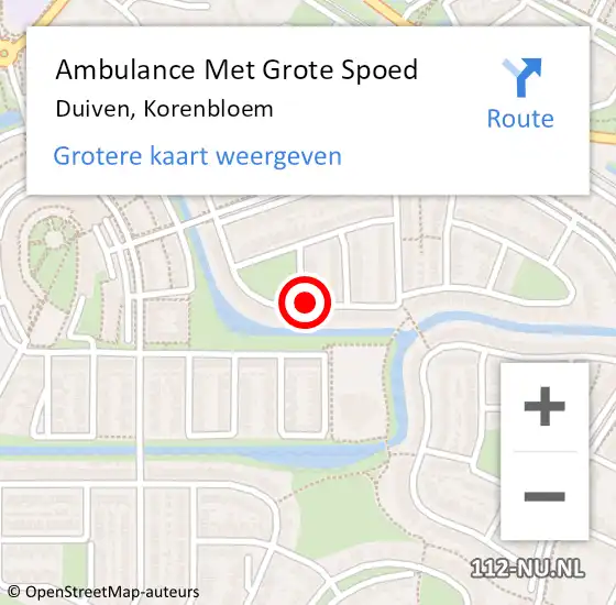 Locatie op kaart van de 112 melding: Ambulance Met Grote Spoed Naar Duiven, Korenbloem op 5 april 2018 20:04