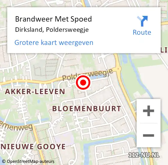 Locatie op kaart van de 112 melding: Brandweer Met Spoed Naar Dirksland, Poldersweegje op 6 april 2018 02:58