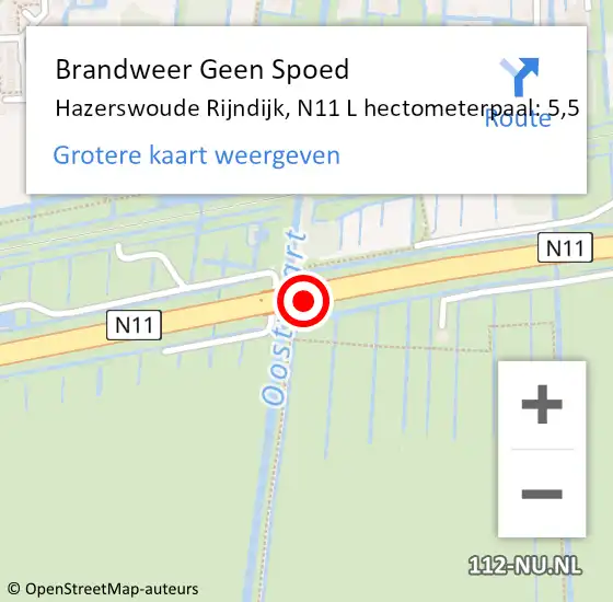 Locatie op kaart van de 112 melding: Brandweer Geen Spoed Naar Hazerswoude Rijndijk, N11 L op 6 april 2018 10:52