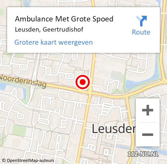 Locatie op kaart van de 112 melding: Ambulance Met Grote Spoed Naar Leusden, Geertrudishof op 6 april 2018 11:04