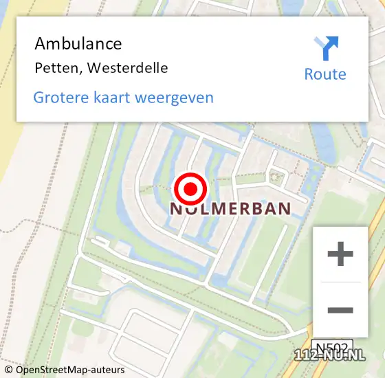 Locatie op kaart van de 112 melding: Ambulance Petten, Westerdelle op 6 april 2018 12:25