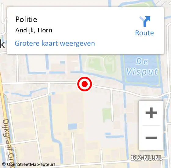 Locatie op kaart van de 112 melding: Politie Andijk, Horn op 6 april 2018 13:05
