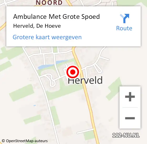 Locatie op kaart van de 112 melding: Ambulance Met Grote Spoed Naar Herveld, De Hoeve op 6 april 2018 13:12