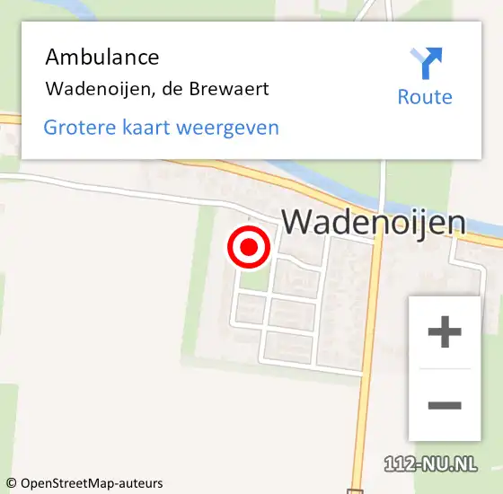 Locatie op kaart van de 112 melding: Ambulance Wadenoijen, de Brewaert op 21 februari 2014 11:15