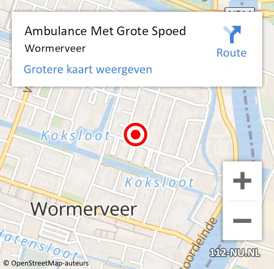 Locatie op kaart van de 112 melding: Ambulance Met Grote Spoed Naar Wormer op 6 april 2018 17:24