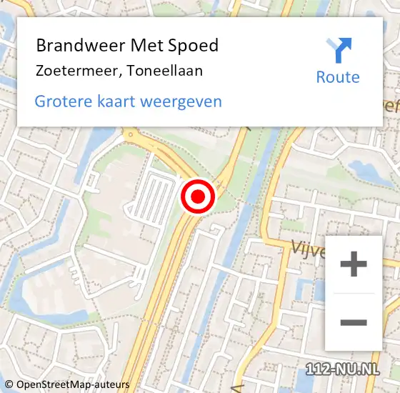 Locatie op kaart van de 112 melding: Brandweer Met Spoed Naar Zoetermeer, Toneellaan op 6 april 2018 19:33