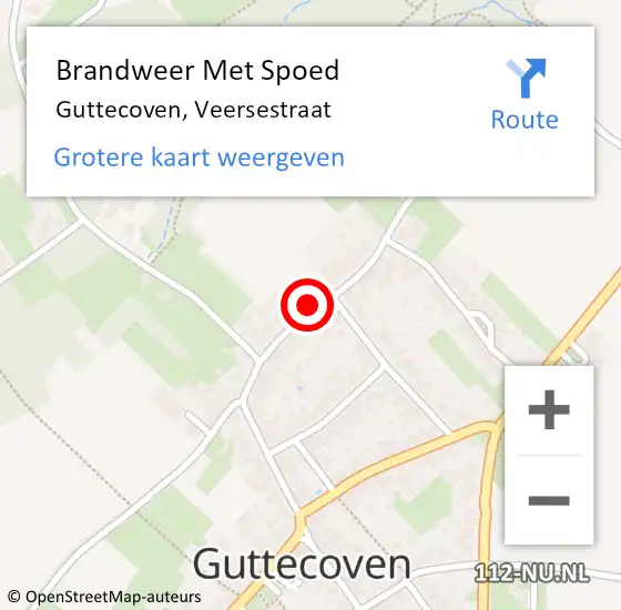 Locatie op kaart van de 112 melding: Brandweer Met Spoed Naar Guttecoven, Veersestraat op 6 april 2018 23:01