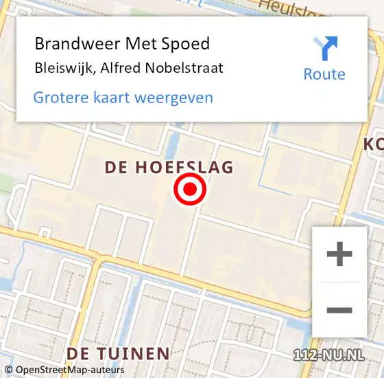 Locatie op kaart van de 112 melding: Brandweer Met Spoed Naar Bleiswijk, Alfred Nobelstraat op 21 februari 2014 11:47