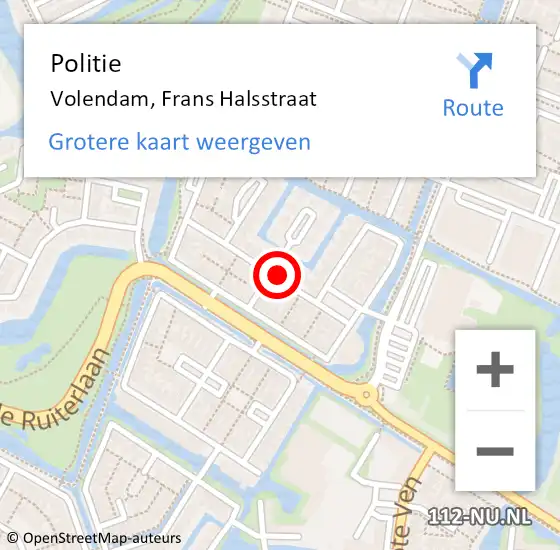 Locatie op kaart van de 112 melding: Politie Volendam, Frans Halsstraat op 7 april 2018 06:37