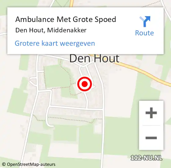 Locatie op kaart van de 112 melding: Ambulance Met Grote Spoed Naar Den Hout, Middenakker op 7 april 2018 12:27