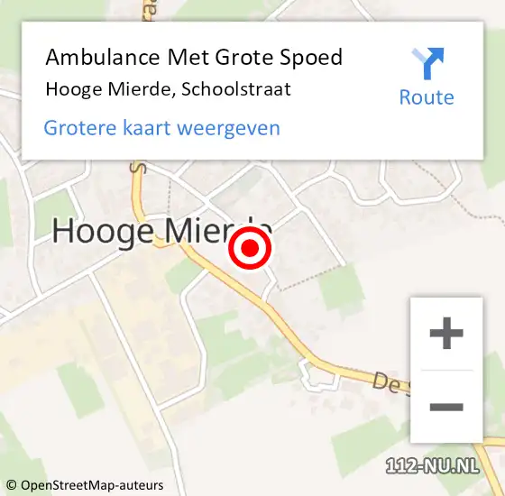 Locatie op kaart van de 112 melding: Ambulance Met Grote Spoed Naar Hooge Mierde, Schoolstraat op 7 april 2018 13:56