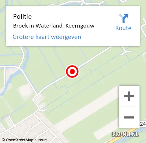 Locatie op kaart van de 112 melding: Politie Broek in Waterland, Keerngouw op 7 april 2018 14:04